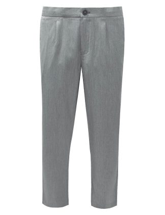 Solid Light Grey Tailored Fit Cropped Dress Pants - CP1C18.5