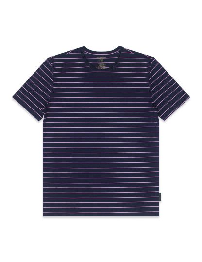 Navy With Pink Stripe Short Sleeve T-shirt