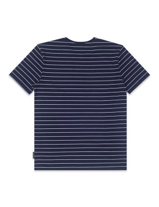 Navy With White Stripe Raw Edge Short Sleeve T-shirt - TS2A9.5