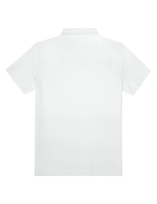 Solid White Pima Cotton Hidden Button Down Collar Slim Fit Short Sleeve Polo T-Shirt