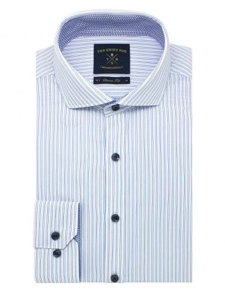 Blue Stripes Eco-ol Bamboo Modern / Classic Fit Cutaway Collar Long Sleeve Shirt