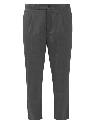 Dark Grey Tailored Fit Pin Stripe Cropped Pants - CP1C16.5