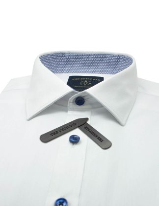 Solid White Twill Spill Resist Slim / Tailored Fit Long Sleeve Shirt