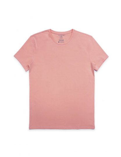 Dusty Pink Premium Cotton Stretch Crew Neck Slim Fit T-Shirt