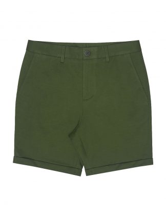 Knitted Army Green Slim Fit Dress Shorts - CS1B4K.6