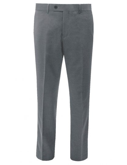 Grey Twill Single Breasted Slim / Tailored Fit Suit Pants