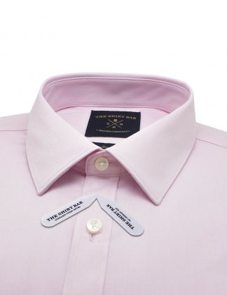 Solid Pink Twill Eco-ol Bamboo Slim / Tailored Fit Long Sleeve Double Cuff Shirt