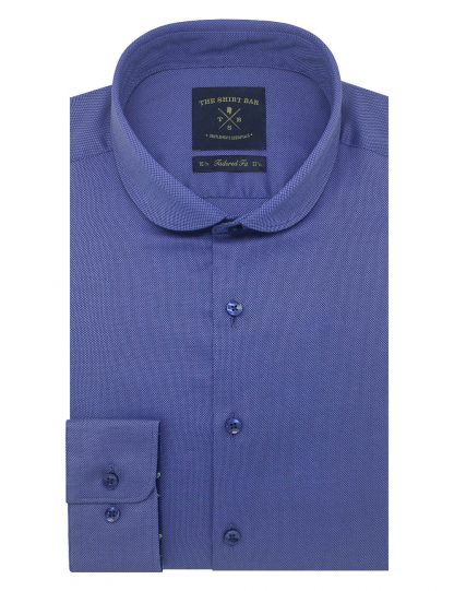 Blue Dobby Easy Iron Club Collar Slim / Tailored Fit Long Sleeve Shirt