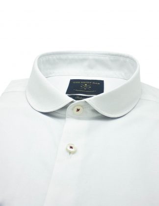Solid White Easy Iron Long Lasting White Stretch Club Collar Slim / Tailored Fit Long Sleeve Shirt