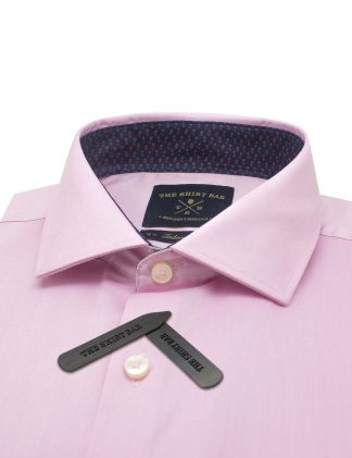 Solid Pink Twill Slim / Tailored Fit Long Sleeve Shirt