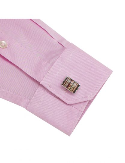 Solid Pink Twill Slim / Tailored Fit Long Sleeve Shirt