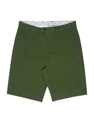 Olive Green Cotton Stretch Slim Fit Casual Shorts - CSA11.5