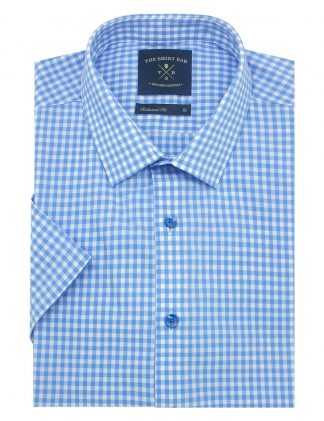 Blue Checks Custom / Relaxed Fit Short Sleeve Shirt - RF9SF6.27