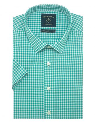 Green Checks Custom / Relaxed Fit Short Sleeve Shirt - RF9SF7.27
