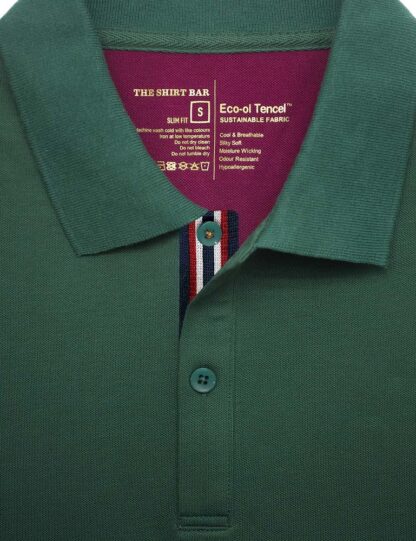 The Shirt Bar Slim Fit Hunter Green Tencel Short Sleeve Polo T-Shirt PTS1A4T.1