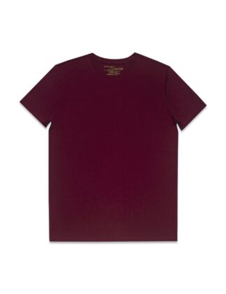 Front View of Slim Fit Maroon Tencel Crew Neck T-Shirt TS1A16T.4