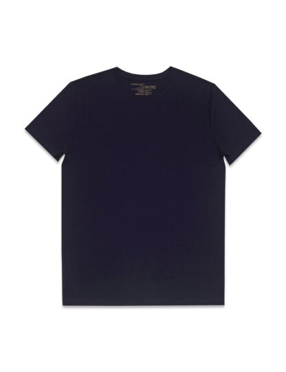 Front View Slim Fit Navy Tencel Crew Neck T-Shirt TS1A24T.4