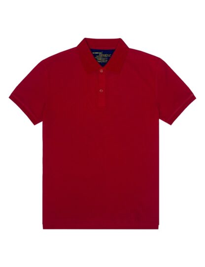 The Shirt Bar Front View Slim Fit Red Tencel Short Sleeve Polo T-Shirt PTS1A2T.1
