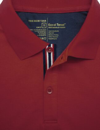 The Shirt Bar Slim Fit Red Tencel Short Sleeve Polo T-Shirt PTS1A2T.1