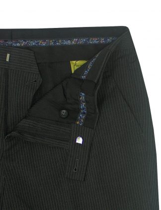 Black Pinstripes Jetsetter Flexi Waist  Slim / Tailored Fit Dress Pants - DPT1B21.6