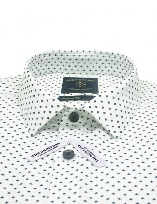 White with Black Arrow Print Eco-ol Bamboo Custom / Relaxed Fit Short Sleeve Shirt - RF9SF11.27