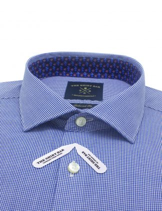 Blue Micro Checks Slim / Tailored Fit Long Sleeve Shirt
