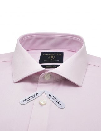 Solid Pink Twill Eco-ol Bamboo Stretch Slim / Tailored Fit Long Sleeve Shirt - TF1AF3.26