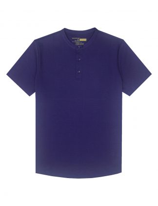 Blue Pima Cotton Short Sleeve Henley T-shirt