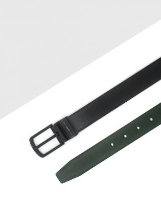 Black / Green Reversible Leather Belt - LBR7.9