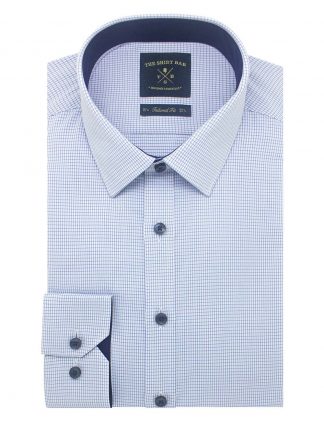 Blue Checks Eco-ol Bamboo Stretch Slim / Tailored Fit Long Sleeve Shirt - TF2A4.27