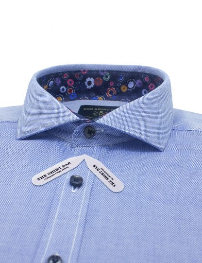 Blue Dobby Spill Resist Slim / Tailored Fit Cutaway Collar Long Sleeve Shirt