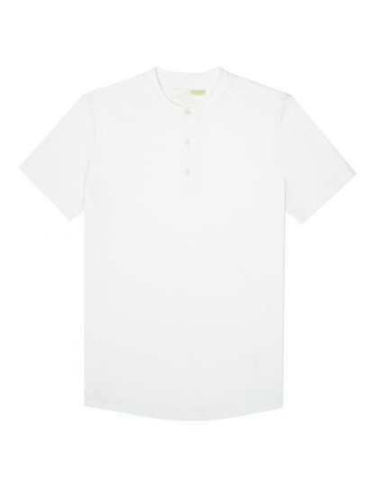White Pima Cotton Short Sleeve Henley T-shirt