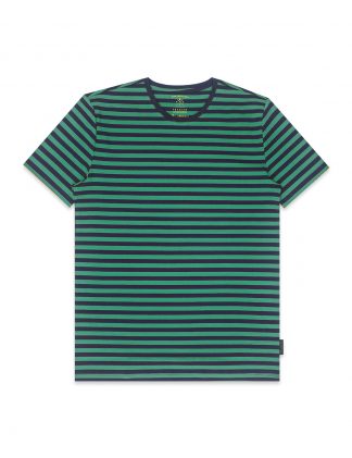 Slim Fit Green and Navy Stripe Crew Neck T-Shirt TS1A5.5 (1)