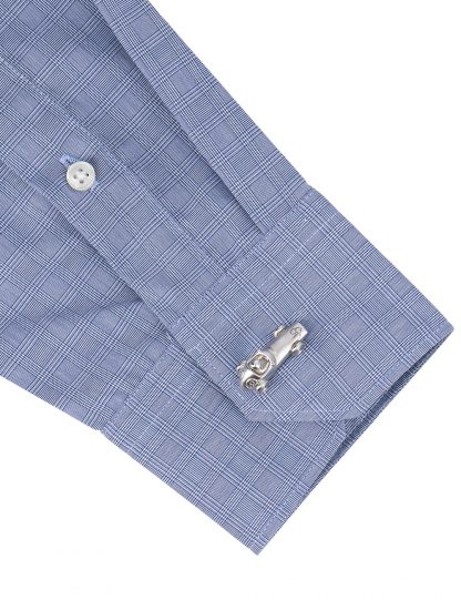 Blue Check 2 Ply Wrinkle-Free Tailored/Slim Fit Long Sleeve Shirt