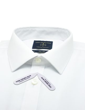 Everyday Armour Wrinkle Free Collection: Solid White 2 Ply Double Cuff Slim / Tailored Fit Long Sleeve Shirt