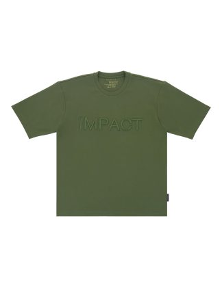 Solid Army Green IMPACT Embroidery Tencel Oversized T-Shirt - TS6B29T.10