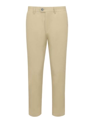 Solid Khaki Brown Cotton Stretch Slim Fit Casual Chino Pants
