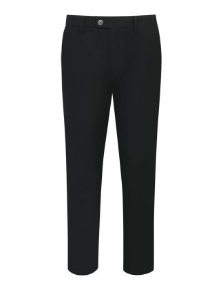 Solid Black Cotton Stretch Slim Fit Casual Chino Pants