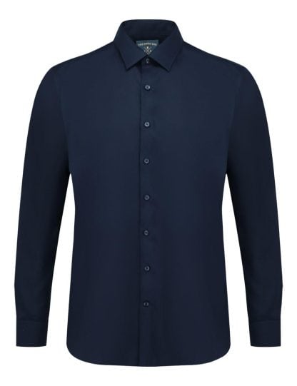 Everyday Armour Collection: Solid Navy Blue 2 Ply Wrinkle Free Modern/Classic Fit Long Sleeve Shirt front