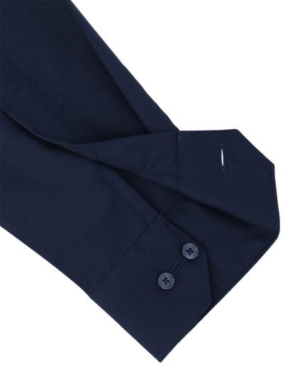 Everyday Armour Collection: Solid Navy Blue 2 Ply Wrinkle Free Modern/Classic Fit Long Sleeve Shirt unbuttoned cuff