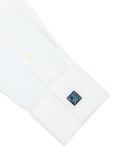 Everyday Armour Collection: Solid White 2 Ply Wrinkle Free Modern/Classic Fit Double Cuffed Long Sleeve Shirt with cufflink