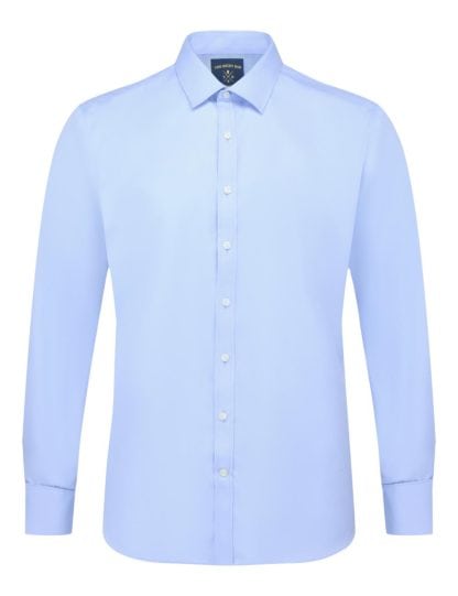 Everyday Armour Wrinkle-Free Collection: Solid Blue 2-Ply 100% Cotton Double Cuff Modern / Classic Fit Long Sleeve Shirt front
