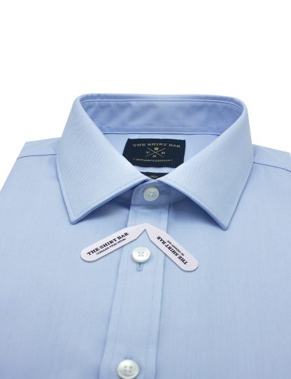 Everyday Armour Wrinkle Free Collection: Solid Blue 2 Ply Double Cuff Slim / Tailored Fit Long Sleeve Shirt