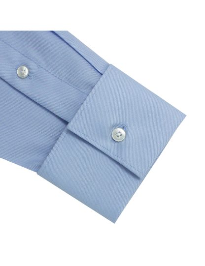 Everyday Armour Wrinkle Free Collection: Solid Blue 2 Ply Double Cuff Slim / Tailored Fit Long Sleeve Shirt