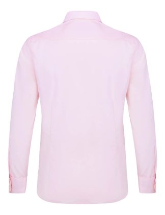 Everyday Armour Collection: Solid Pink 2 Ply Wrinkle Free Slim / Tailored Fit Double Cuffed Long Sleeve Shirt - SF2D7.NOS