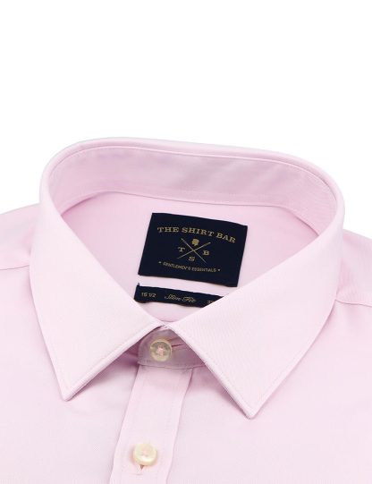 Everyday Armour Collection: Solid Pink 2 Ply Wrinkle Free Slim / Tailored Fit Double Cuffed Long Sleeve Shirt