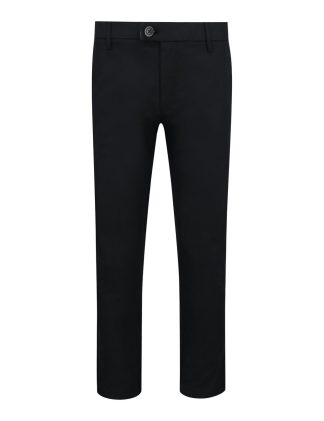Solid Black Tencel Slim Fit Casual Pants