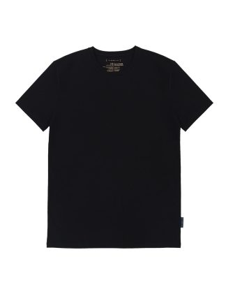 Solid Black Tencel Crew Neck Slim Fit T-shirt - TS1A2T.7