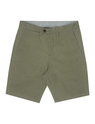 Solid Biege Brown Printed Cotton Stretch Slim Fit Shorts- CS1C9.7