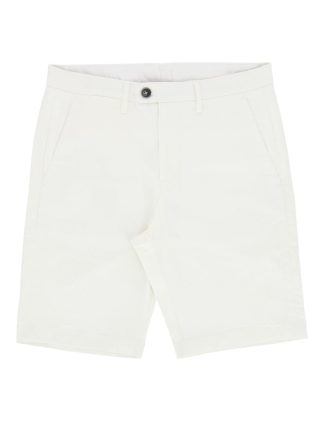 Solid White Cotton Stretch Slim fit Casual Shorts - CS1A1.8